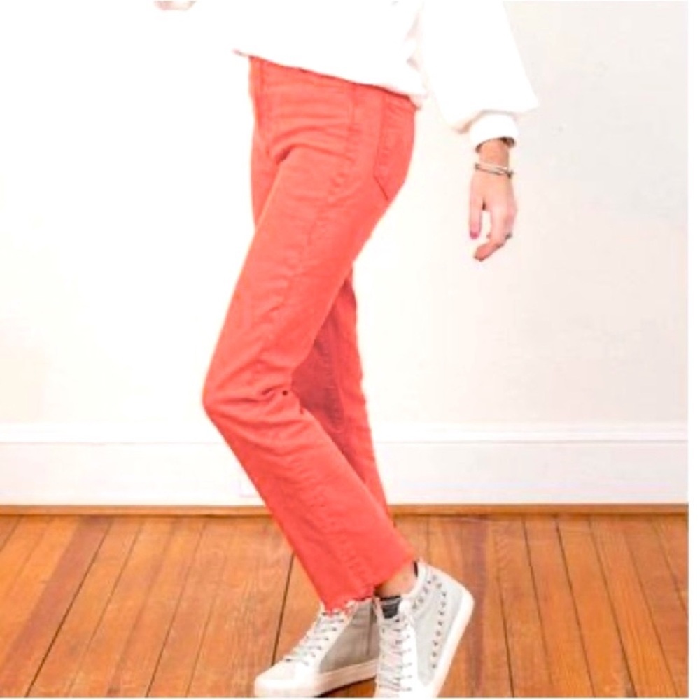 Mother - The Swooner Rascal Ankle Fray in Flame Scarlett - Picture 4 of 15